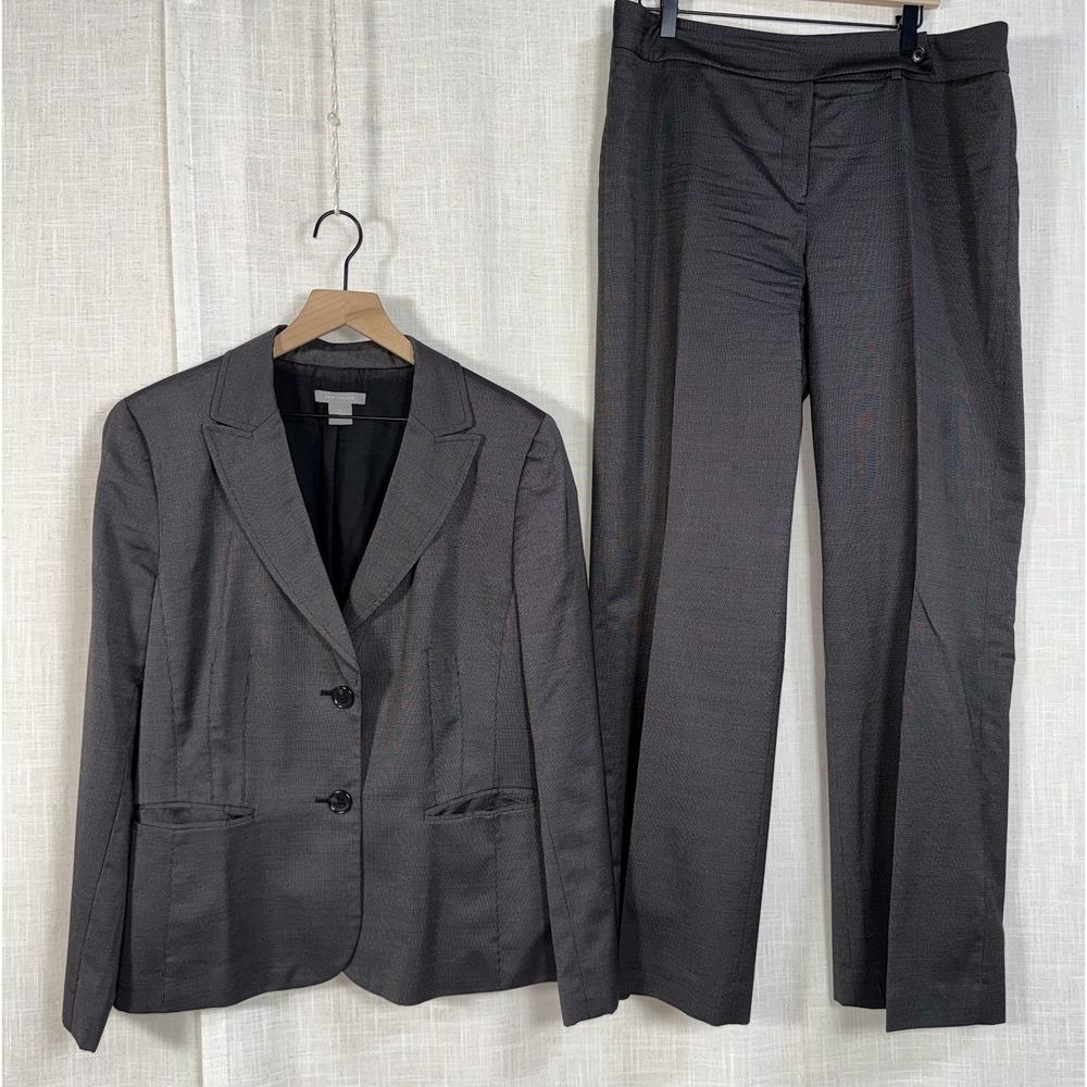 Ann Taylor Women's Sz 16 14‎ Wool Pants Blazer 2 pc Suit Set Office Black White